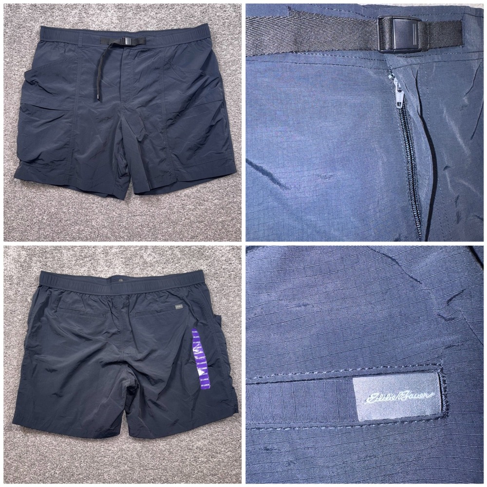Eddie Bauer Ripstop Tech Short Mens Hiking Outdoor Belted Black XXL NEW